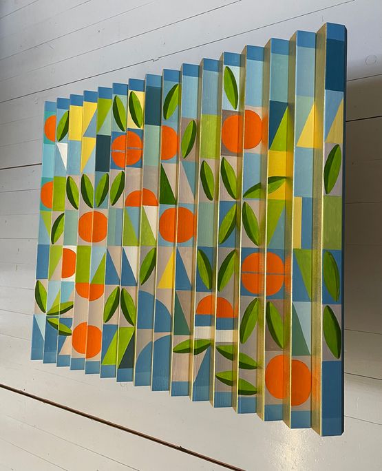 ORANGETREE I. 2022  Orangegold auf Holz, Acrylfarbe 72x61