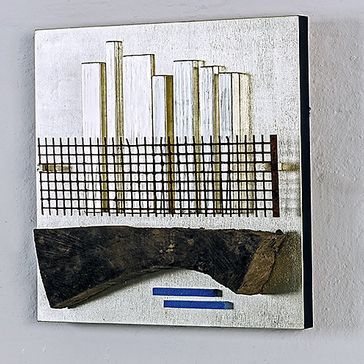 Kunstobjekt: Central Park New York 2020 Weißgold auf Holz, oxidiertes Metall, Holz 40x40