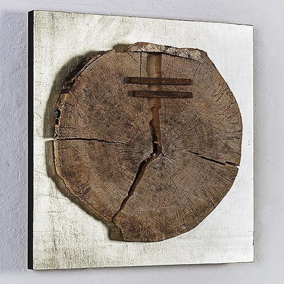 Kunstobjekt: MOM 2019 Weißgold auf Holz, oxidiertes Metall 50x50