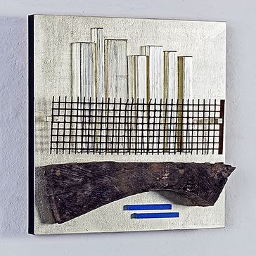 Kunstobjekt: Central Park New York 2020 Weißgold auf Holz, oxidiertes Metall, Holz 40x40