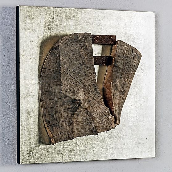 Kunstobjekt: DAD 2019 Weißgold auf Holz, oxidiertes Metall 50x50