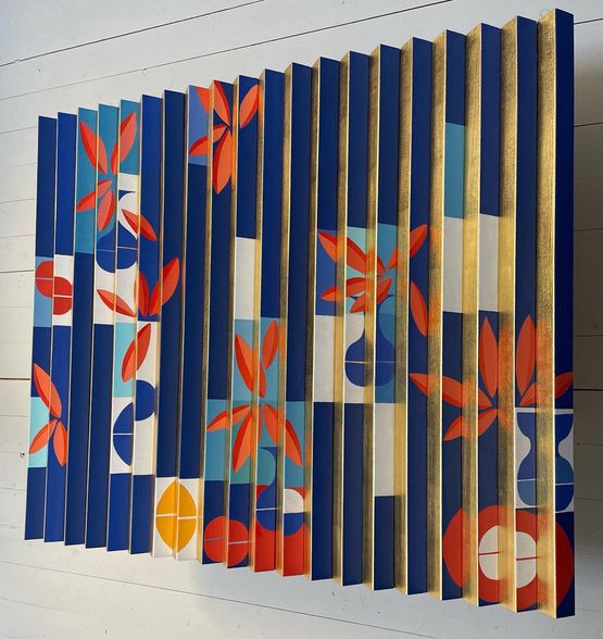 BLÜTEN 2022 Orangegold auf Holz, Acrylfarbe 92x80