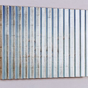 Kunstobjekt: Wolken1010, Weißgold, Acrylfarbe auf Holz 70x50