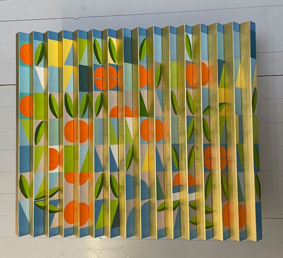 ORANGETREE I. 2022  Orangegold auf Holz, Acrylfarbe 72x61